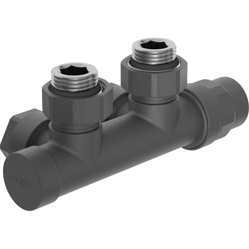 Mexen Uni-Term angled radiator valve, Duplex, DN50, anthracite - W907-000-66