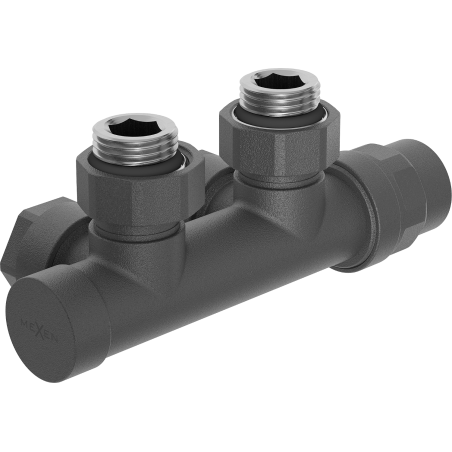 Mexen radiator valve angled, Duplex, DN50, anthracite - W907-000-66