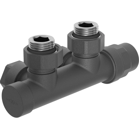 Mexen Uni-Term angled radiator valve, Duplex, DN50, anthracite - W907-000-66