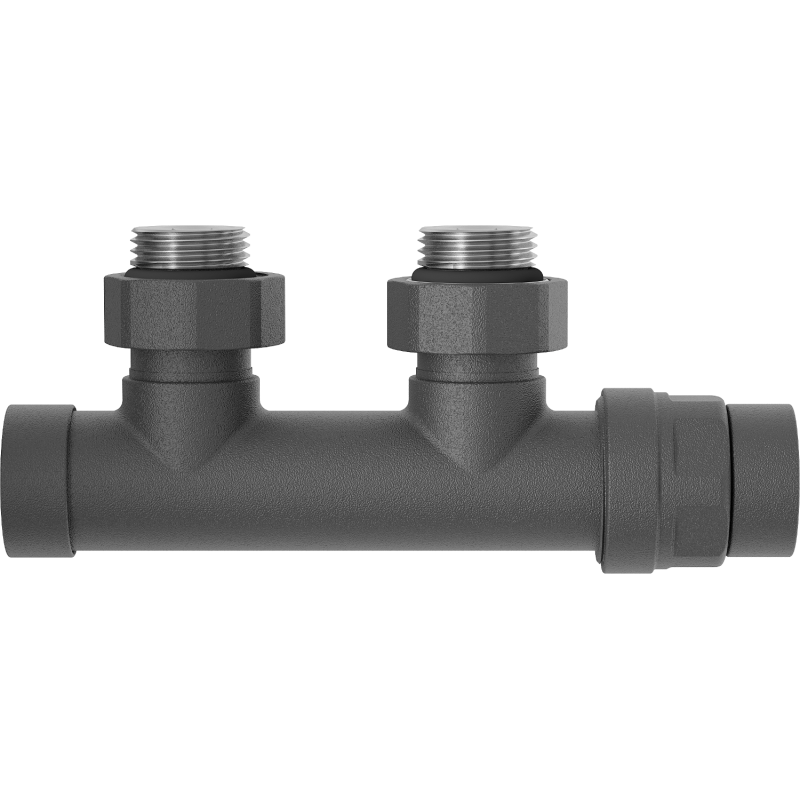 Mexen Uni-Term angled radiator valve, Duplex, DN50, anthracite - W907-000-66
