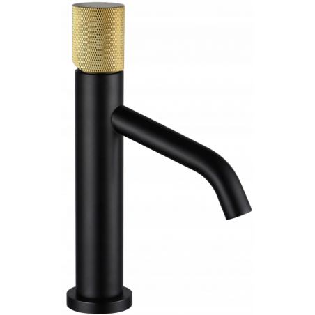 Mexen Rumba One washbasin tap, black/gold - 73501-75
