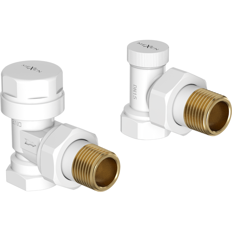 Mexen Uni-Term angle radiator valves, white - W901-000-20