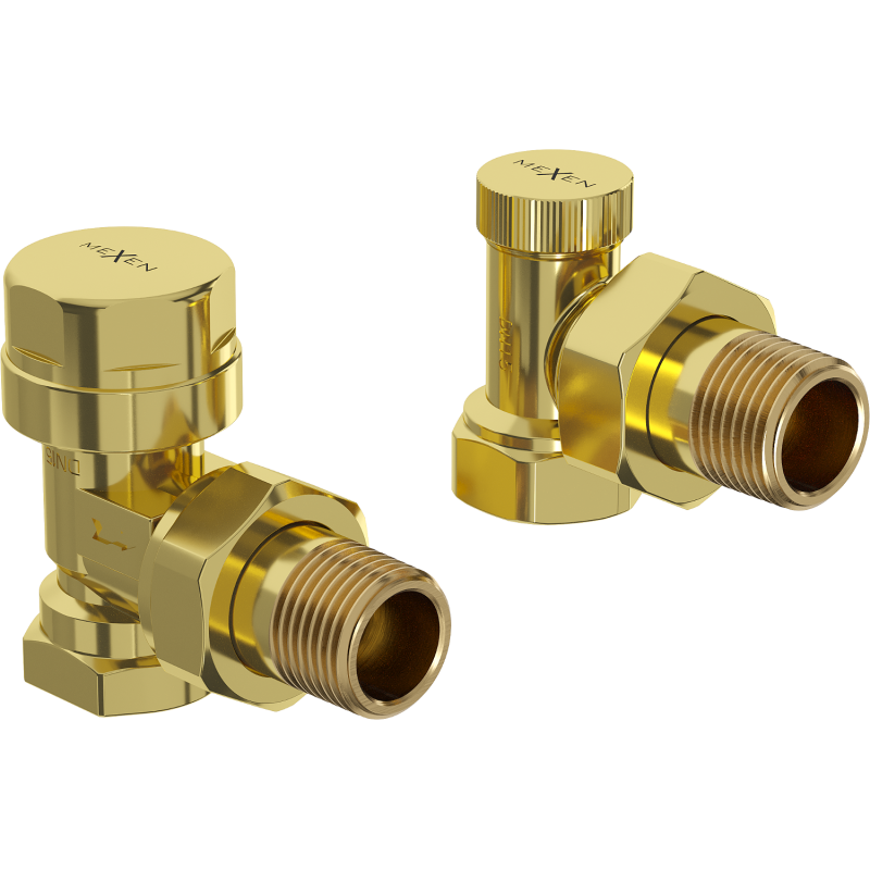Mexen angled radiator valves, gold - W901-000-50