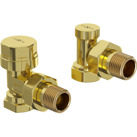 Mexen angled radiator valves, gold - W901-000-50