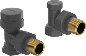 Mexen Uni-Term radiator valves, angled, anthracite - W901-000-66