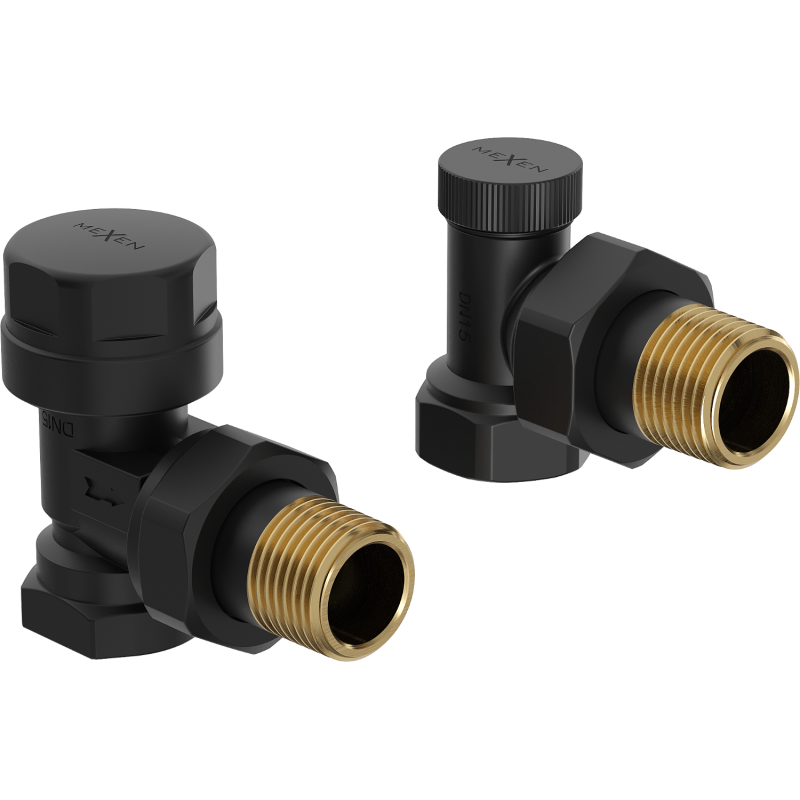 Mexen angled radiator valves, black - W901-000-70