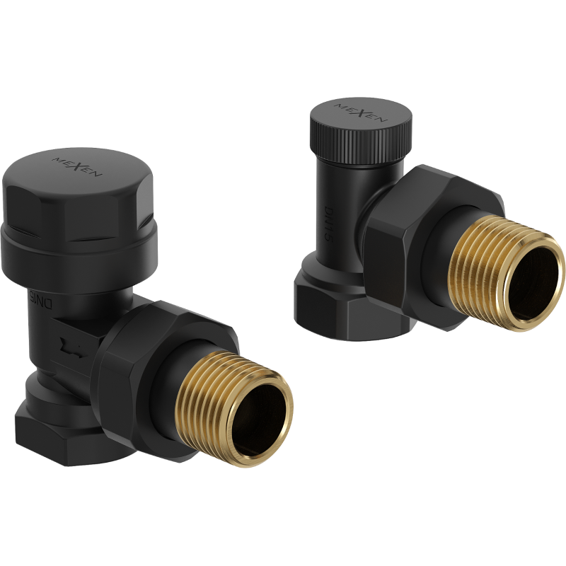 Mexen Uni-Term angled radiator valves, black - W901-000-70