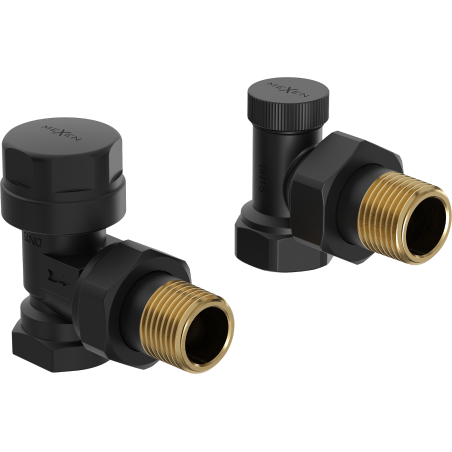 Mexen Uni-Term angled radiator valves, black - W901-000-70