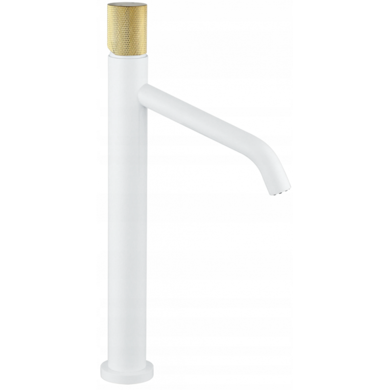 Mexen Rumba One  high washbasin faucet, white/gold - 73511-25