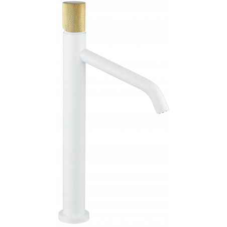 Mexen Rumba One  high washbasin faucet, white/gold - 73511-25