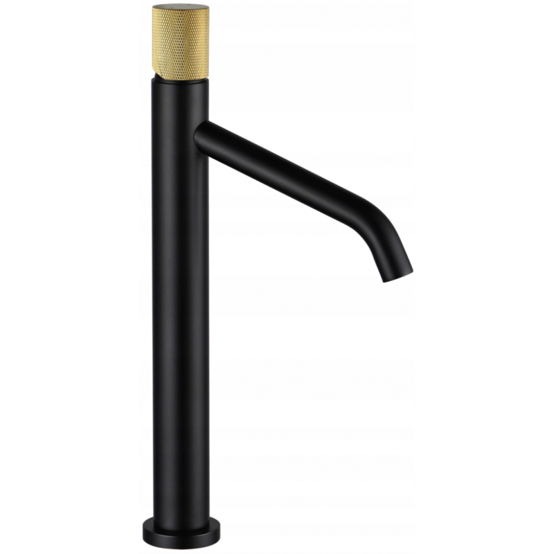 Mexen Rumba high washbasin mixer tap, Black/Gold - 73511-75