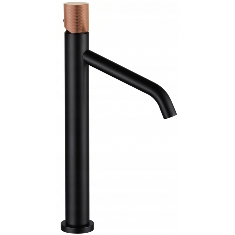 Mexen Rumba One Tall Basin Mixer Tap, Black/Rose Gold- 73511-76