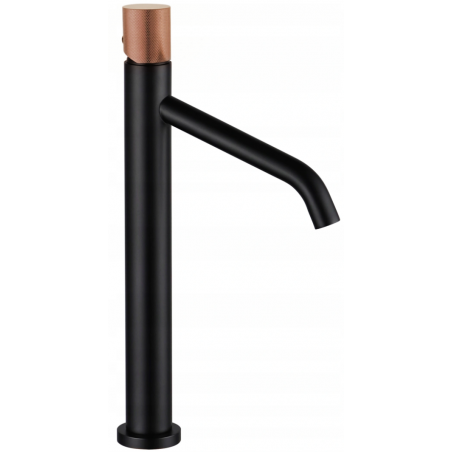 Mexen Rumba One  tall basin faucet, black/rose gold - 73511-76