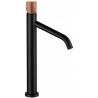 Mexen Rumba One  tall basin faucet, black/rose gold - 73511-76