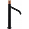 Mexen Rumba One Tall Basin Mixer Tap, Black/Rose Gold- 73511-76