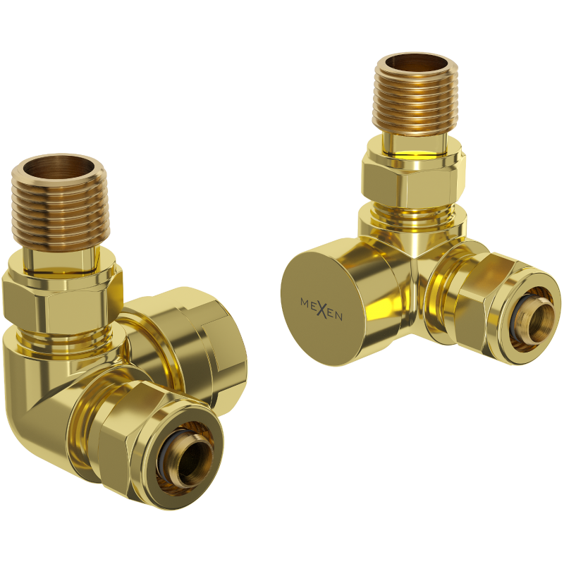 Mexen axle radiator valves, gold - W903-000-50