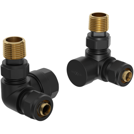 Mexen Uni-Term axial radiator valves, black - W903-000-70