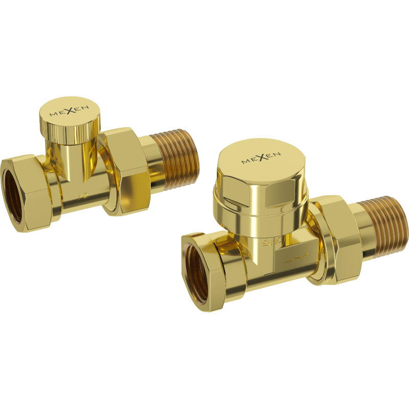 Mexen straight radiator valves, gold - W902-000-50