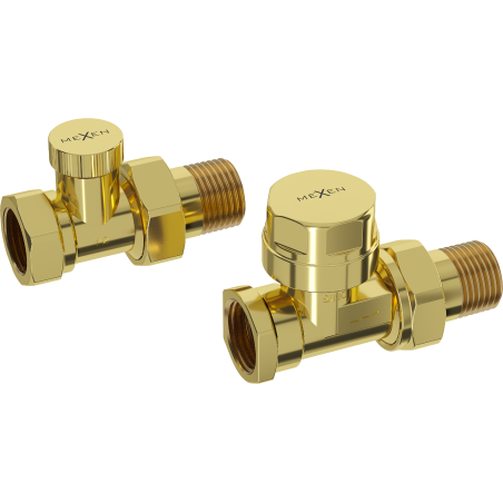 Mexen straight radiator valves, gold - W902-000-50