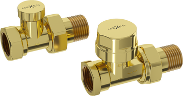 Mexen Uni-Term straight radiator valves, gold - W902-000-50