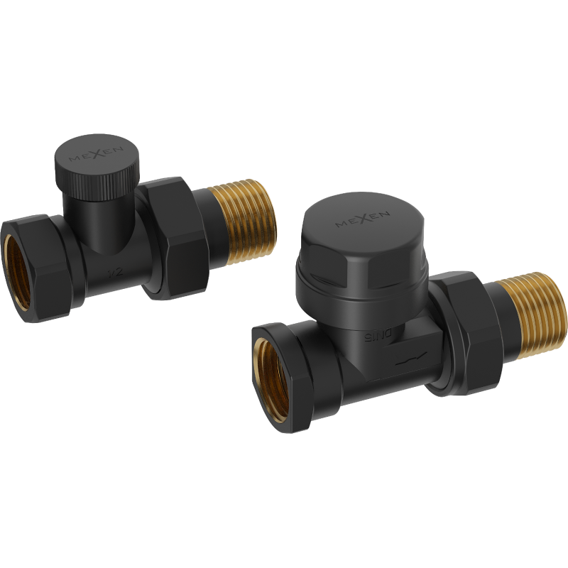 Mexen straight radiator valves, black - W902-000-70