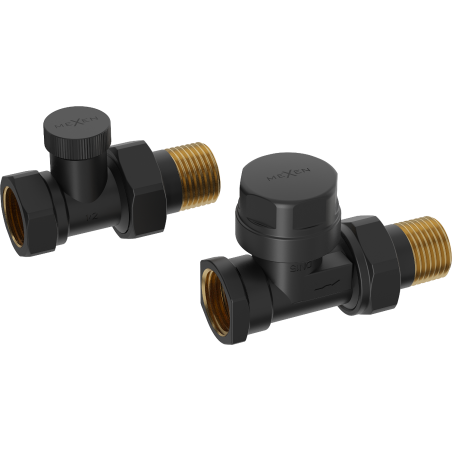 Mexen radiator valves straight, black - W902-000-70