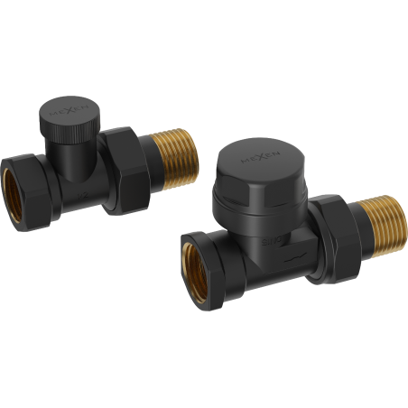 Mexen straight radiator valves, black - W902-000-70