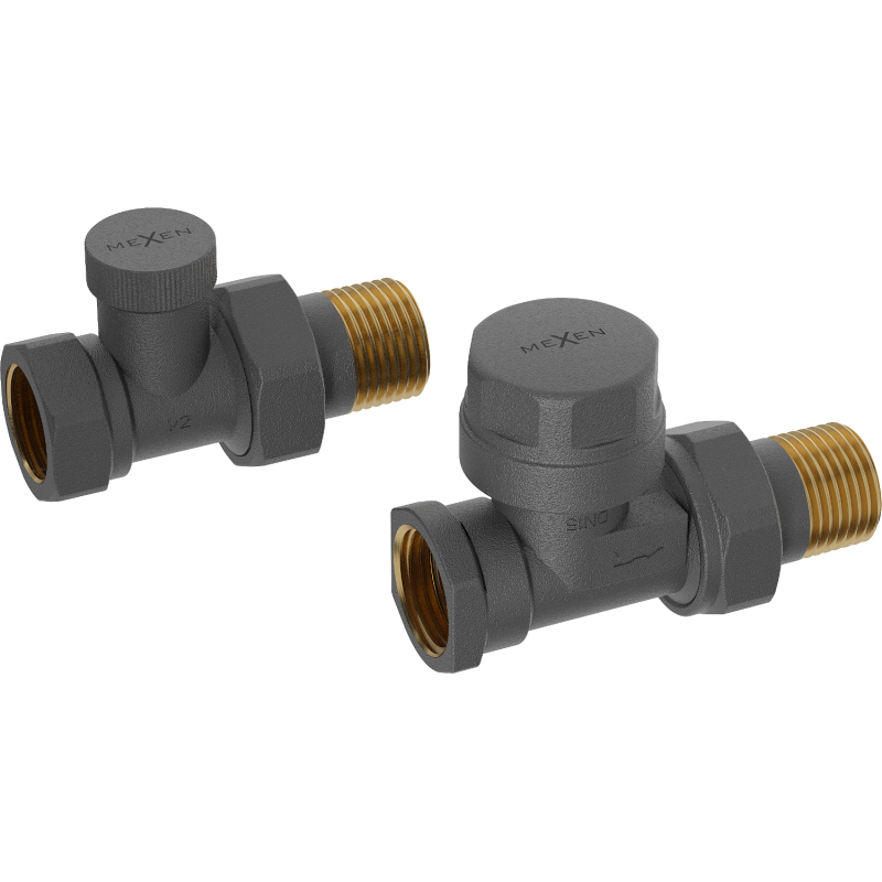 Mexen straight radiator valves, anthracite - W902-000-66