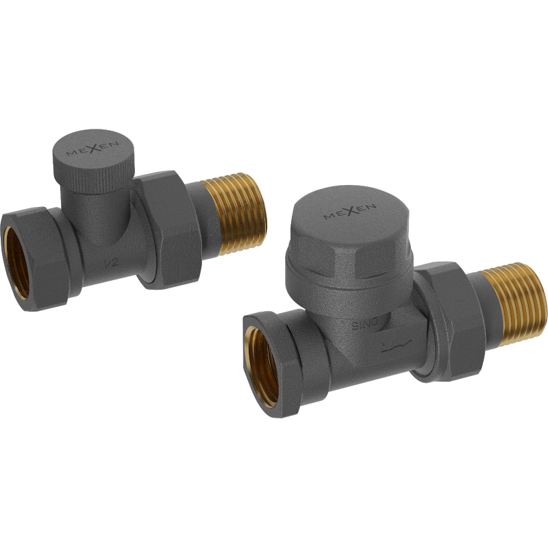 Mexen Uni-Term straight radiator valves, anthracite - W902-000-66
