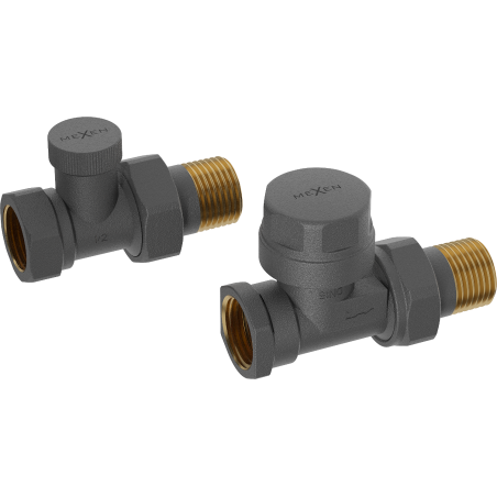 Mexen straight radiator valves, anthracite - W902-000-66