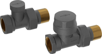 Mexen Uni-Term straight radiator valves, anthracite - W902-000-66