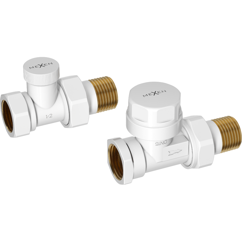 Mexen straight radiator valves, white - W902-000-20