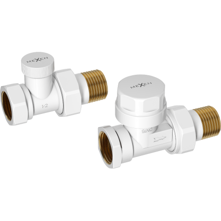 Mexen straight radiator valves, white - W902-000-20