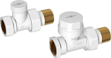 Mexen Uni-Term straight radiator valves, white - W902-000-20