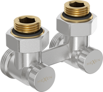 Mexen Uni-Term dual-pipe radiator valve DN50, angled 1/2"x3/4", nickel - W911-012-01