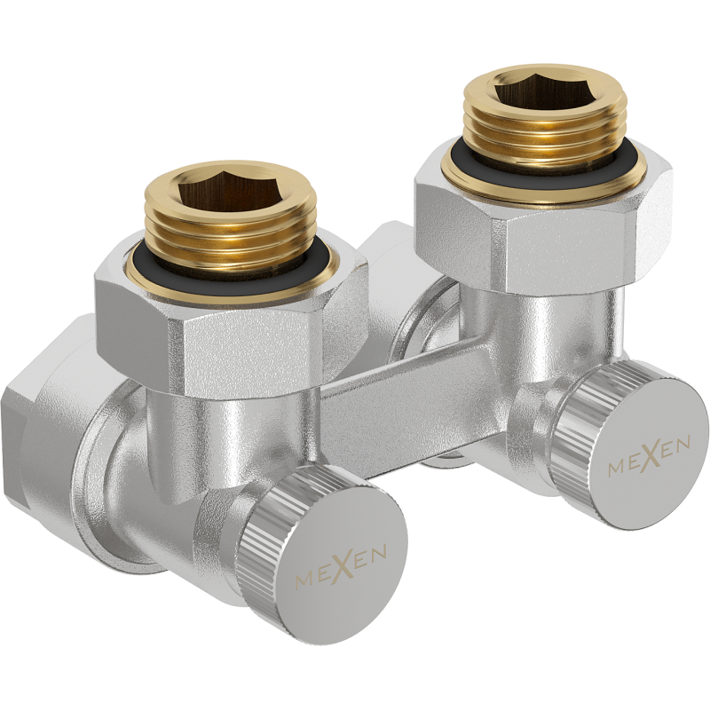 Mexen DN50 Dual-Pipe Radiator Valve, Angle 1/2"x16 mm, Nickel - W911-016-01