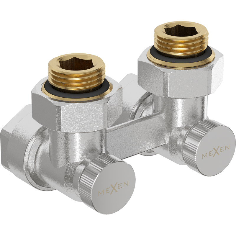 Mexen Uni-Term radiator valve two-pipe DN50, angled 1/2"x16 mm, nickel - W911-016-01