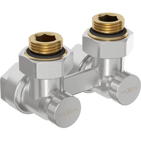 Mexen DN50 Dual-Pipe Radiator Valve, Angle 1/2"x16 mm, Nickel - W911-016-01