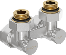 Mexen radiator valve dual-pipe DN50, angled 1/2"x16 mm, nickel - W911-016-01