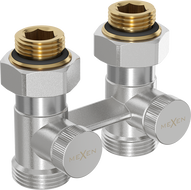 Mexen radiator valve double-pipe DN50, straight 1/2"x3/4", nickel - W912-012-01