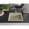 Mexen Oscar 1-bowl granite kitchen sink 580 x 490 mm, beige, chrome siphon - 6519581000-69