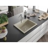 Mexen Oscar 1-bowl granite kitchen sink 580 x 490 mm, beige, chrome siphon - 6519581000-69