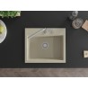 Mexen Oscar 1-bowl granite kitchen sink 580 x 490 mm, beige, chrome siphon - 6519581000-69
