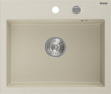 Mexen Oscar Granite Sink 1-Bowl 580 x 490 mm, Beige, Chrome Siphon - 6519581000-69