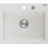Mexen Oscar granite sink 1-bowl 580 x 490 mm, white, chrome siphon - 6519581000-20