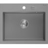 Mexen Oscar granite kitchen sink 1-bowl 580 x 490 mm, gray, chrome siphon - 6519581000-71