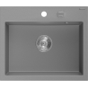 Mexen Oscar granite sink 1-bowl 580 x 490 mm, grey, chrome siphon - 6519581000-71