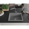 Mexen Oscar granite kitchen sink 1-bowl 580 x 490 mm, gray, chrome siphon - 6519581000-71