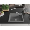 Mexen Oscar granite sink 1-bowl 580 x 490 mm, gray, chrome siphon - 6519581000-71