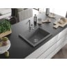Mexen Oscar granite kitchen sink 1-bowl 580 x 490 mm, gray, chrome siphon - 6519581000-71